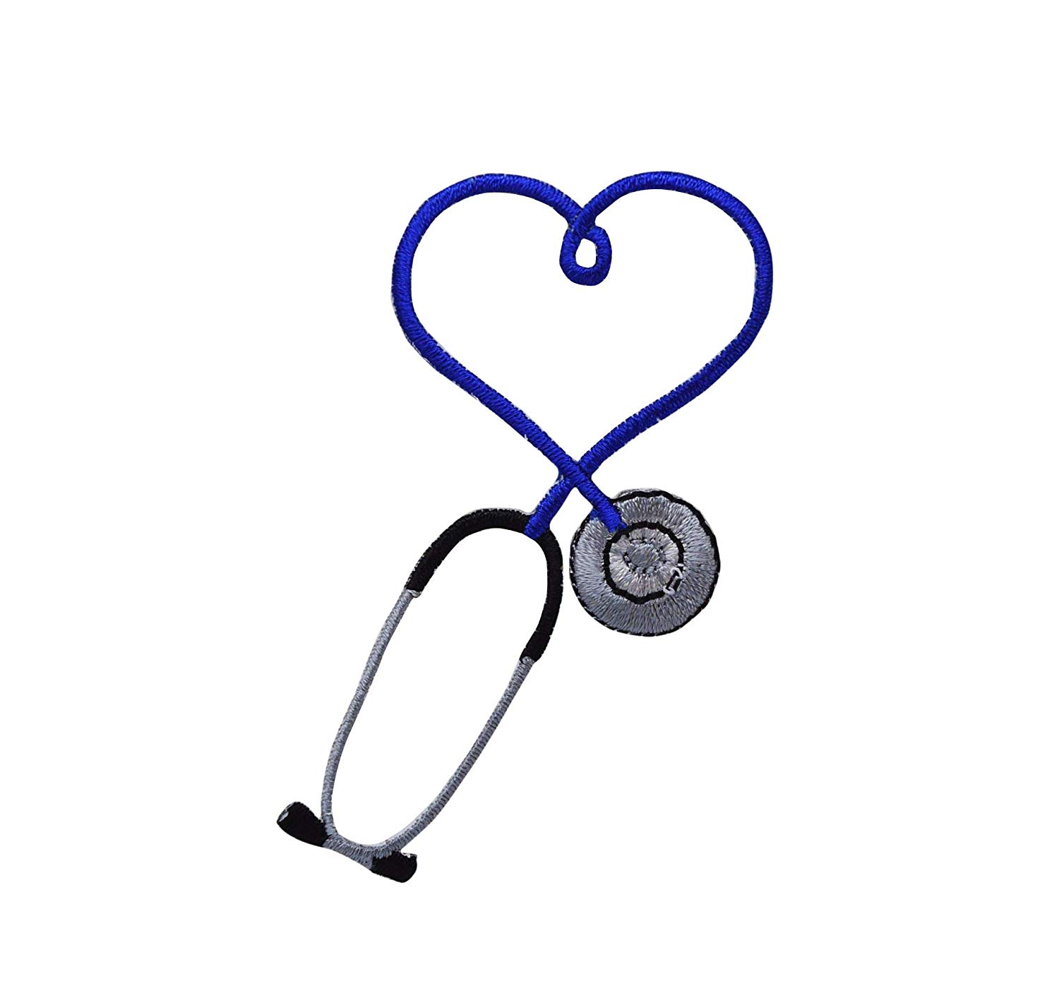 1500x1407 Blue Medical Heart Stethoscope Iron On Embroidered