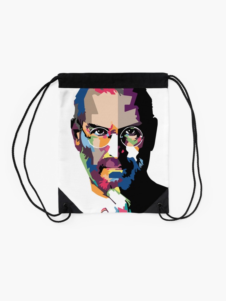 750x1000 steve jobs portrait steve jobs painting drawstring bag