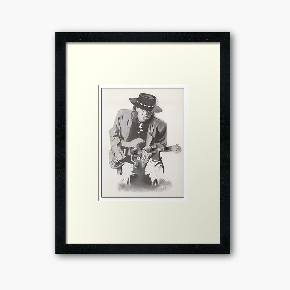 1000x1000 Stevie Ray Vaughan Portrait Framed Art Print