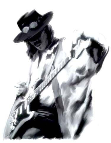 375x482 Stevie Ray Vaughan The Meastro Painting