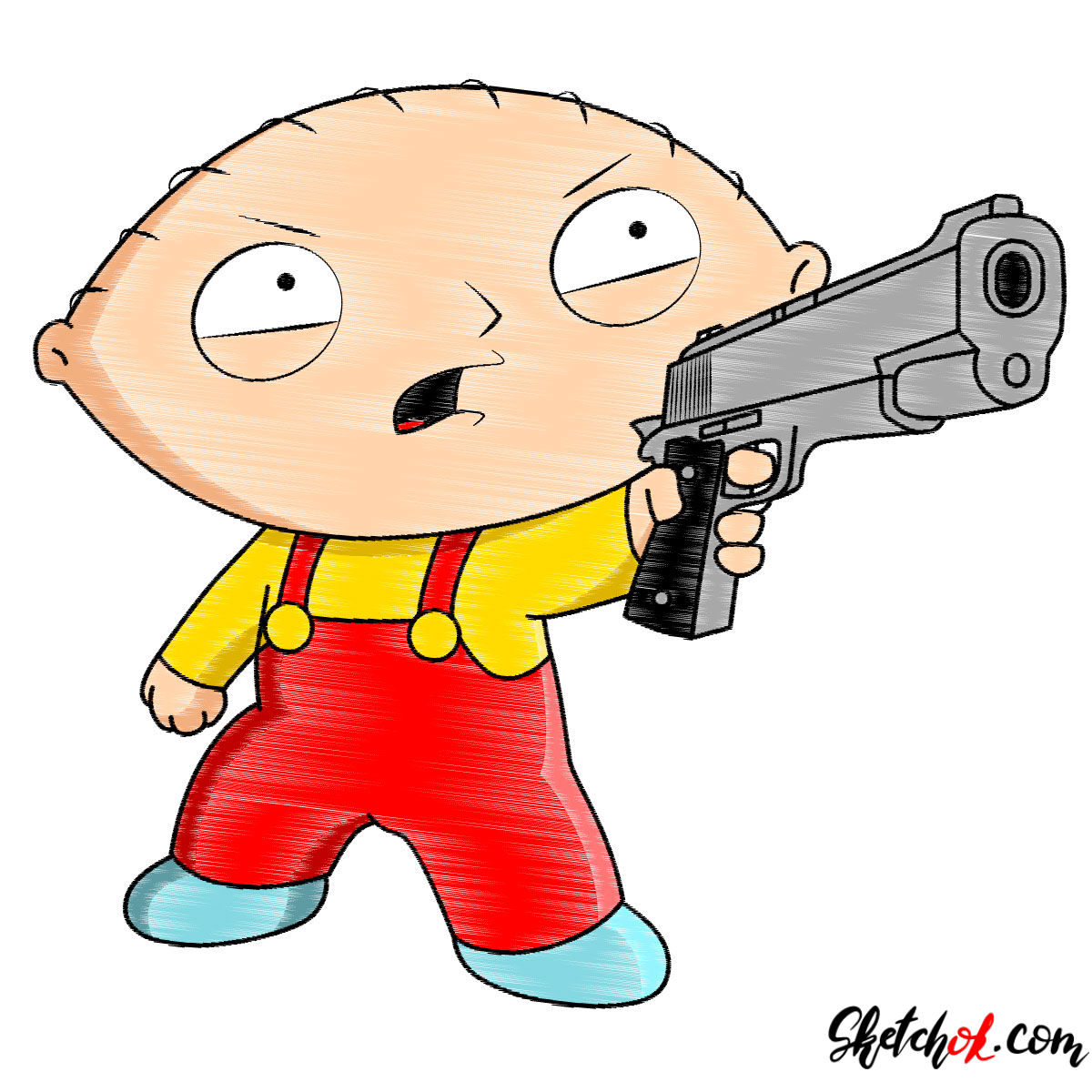 1200x1200 How To Draw Stewie Griffin With A Pistol