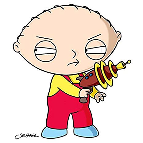 466x466 Family Guy Stewie Griffin Looking Back Holding Ray Gun X Inch