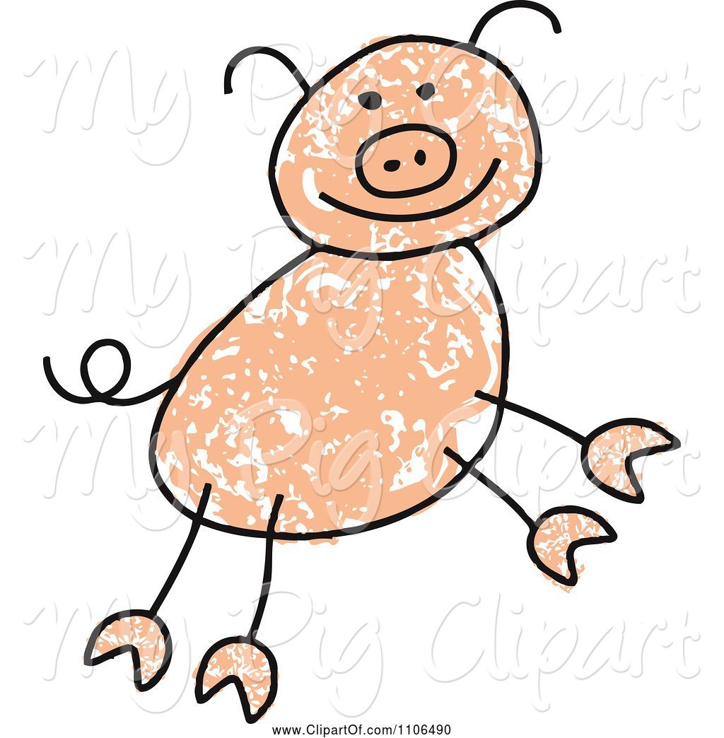 1024x1044 Swine Clipart Of Stick Drawing Of A Happy Pig