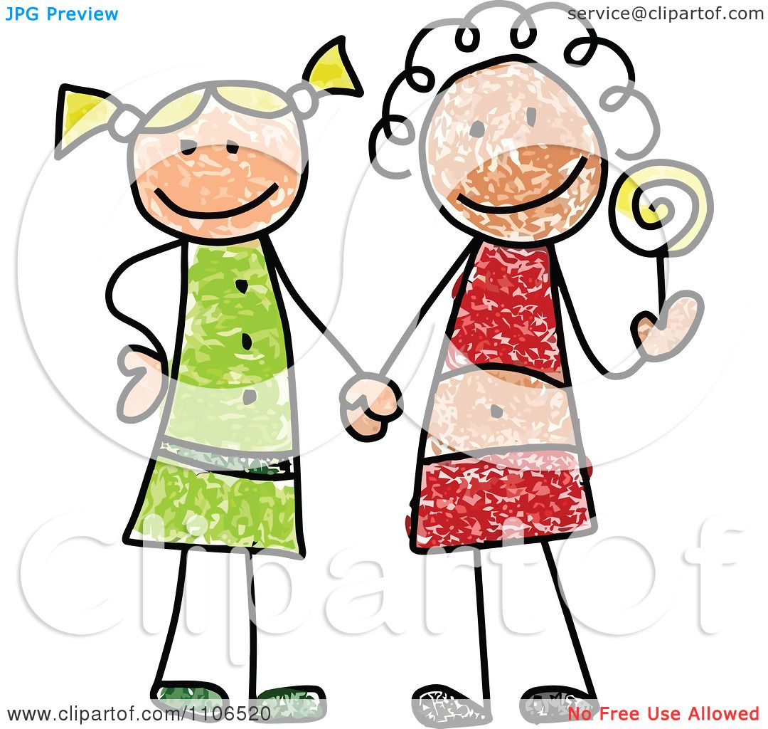 1080x1024 Trend Clipart Stick Drawing Of Two Best Friend Girls Holding Hands