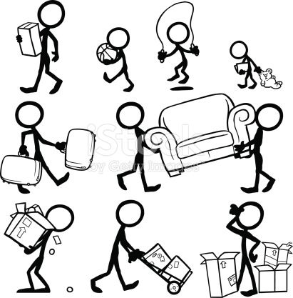 411x417 stickfigures moving furniture, moving boxes, suitcases moving
