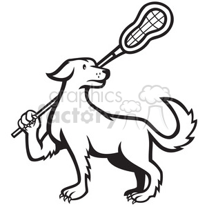 300x300 Black And White Dog Lacrosse Stick Clipart Royalty Free Clipart