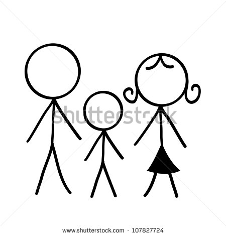 450x470 Clipart Of A Stick Family Of With A Dog Collection