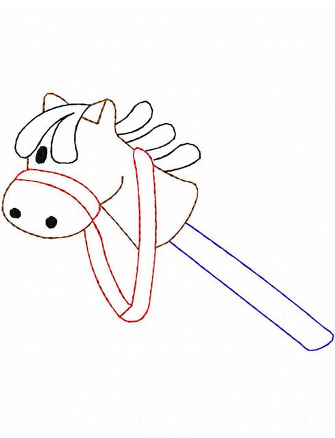 489x640 Stick Horse Color Work Embroidery Design Jazzy Zebra Designs
