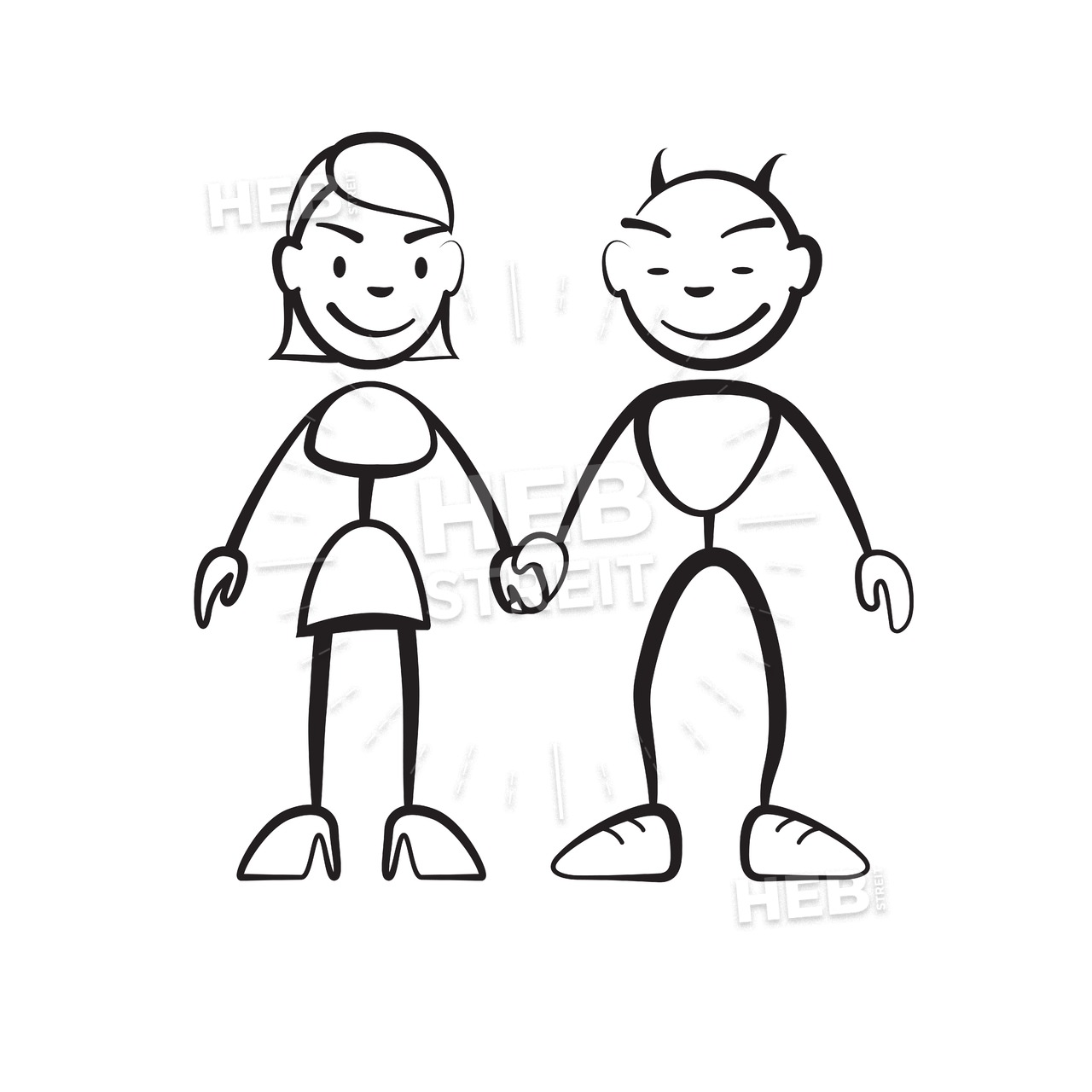 1280x1280 Stick Figure Woman And Devil Hand In Hand Hebstreits Sketches