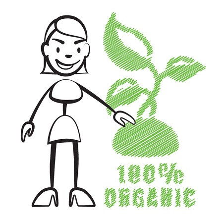 450x450 Stick Figure Woman With Symbol Organic, Stickman Vector