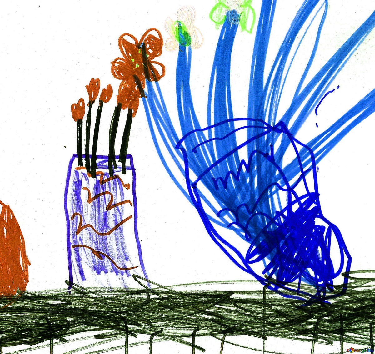 1200x1132 Download Free Picture Still Life Vase Of Flowers Children Drawing