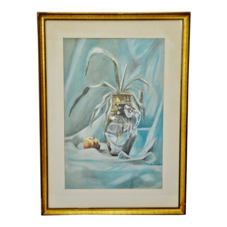 794x794 Vintage Framed Pastel Still Life Drawing Artist Signed Etsy