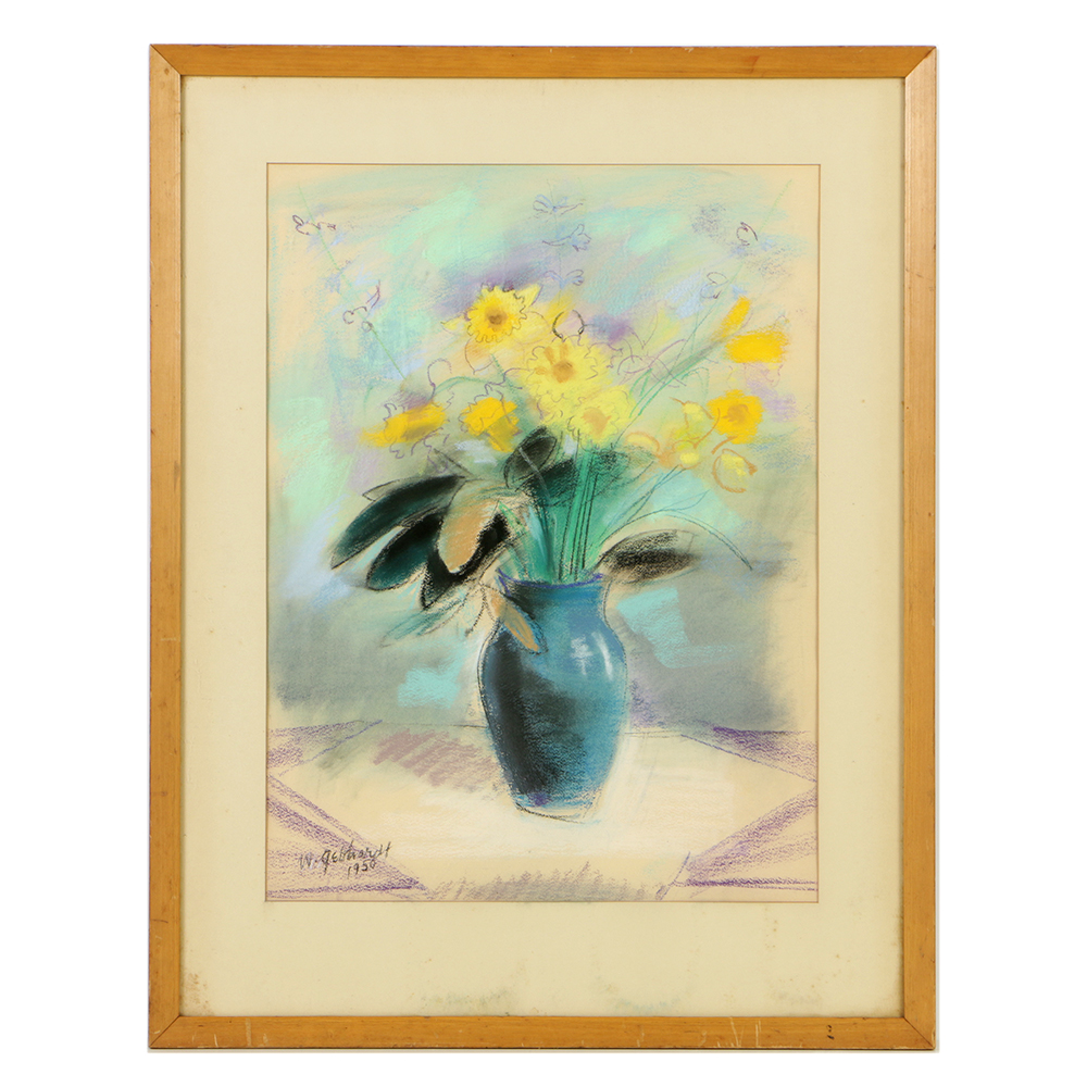 1000x1000 William Gebhardt Pastel Drawing On Paper Of A Still Life Daffodils