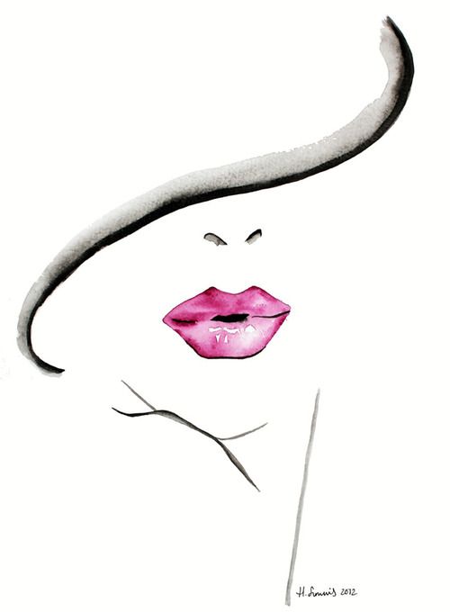 500x680 Pink Lips Idea Still Life Art, Fashion Illustration Face, Drawings