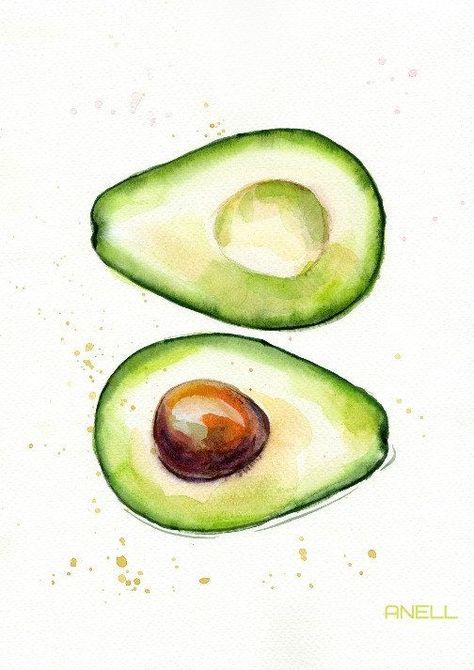 474x670 Set Of Avocado Watercolor Print