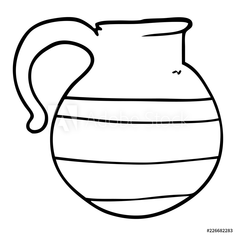 1000x1000 Photo Art Print Line Drawing Cartoon Striped Jug Europosters