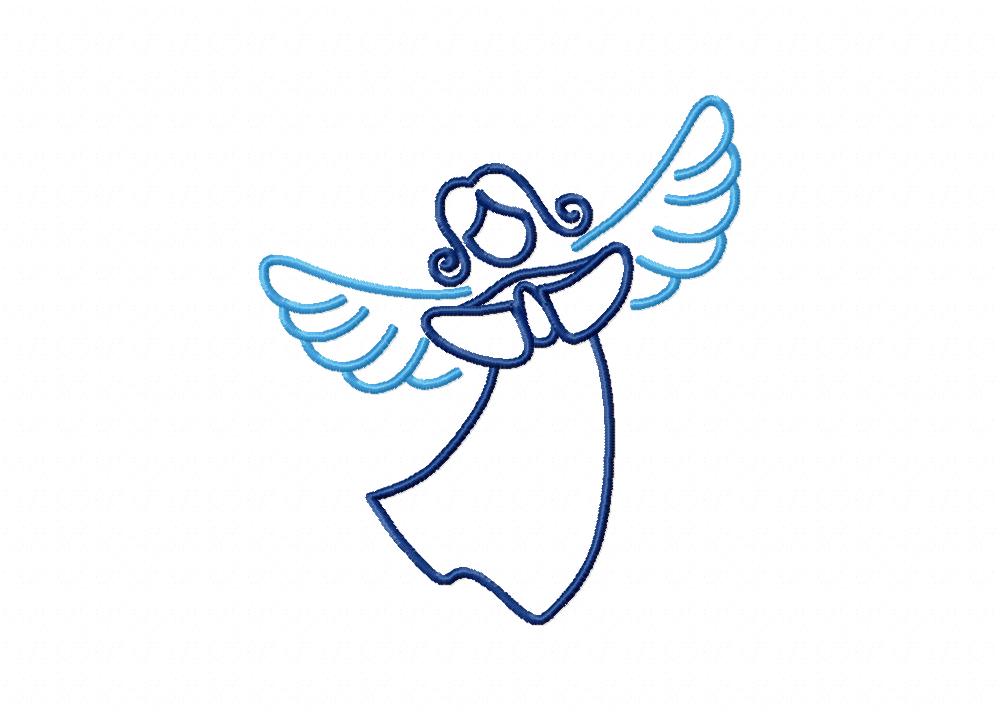 1000x721 Blue Doodle Angel Dance Machine Embroidery Design Blasto Stitch