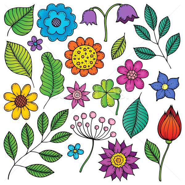 600x600 Drawings Of Flowers And Leaves Theme Vector Illustration Klara