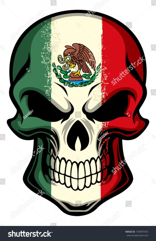 662x1024 Exploit Drawings Of The Mexican Flag Mexico Painted On Skull Stock
