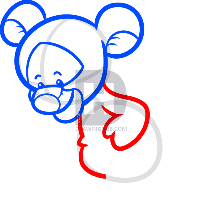 709x720 How To Draw Chibi Tigger, Step