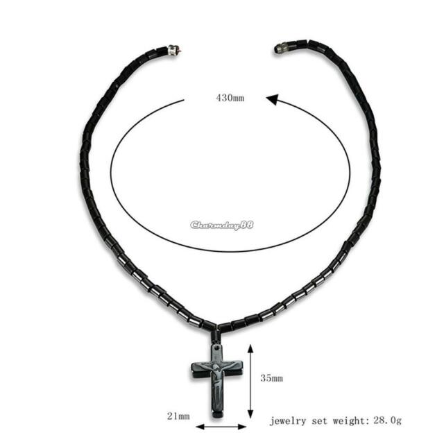 640x640 Men Women Black Magnetic Stone Necklace Power Healing Cross