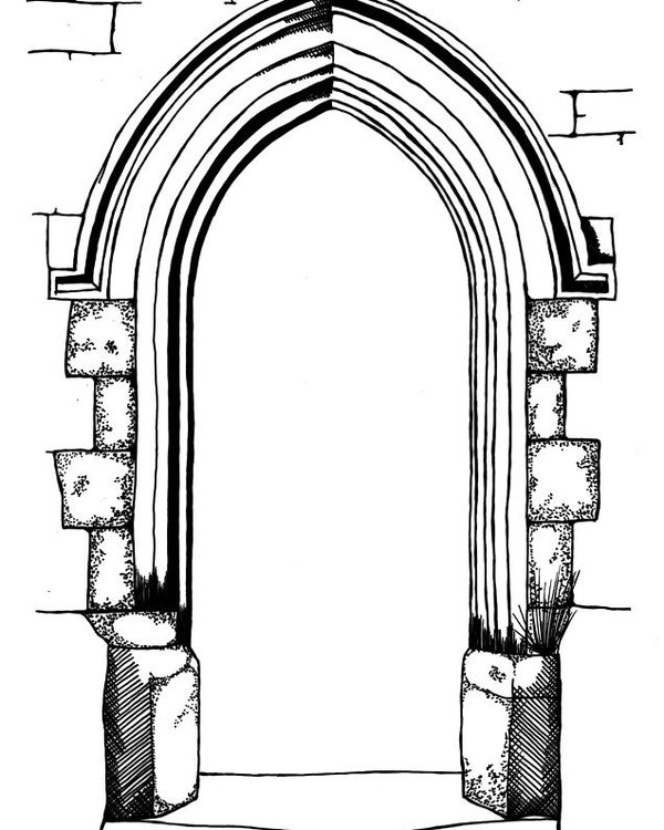 600x750 Hand Drawn Line Drawing Of Medieval Style Stone Arch Poster