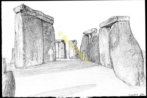 570x383 Stonehenge Pencil Sketch Print Etsy