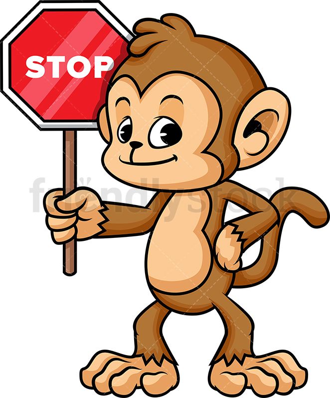 662x798 Monkey Holding Stop Sign Clipart Of Animals Monkey Drawing