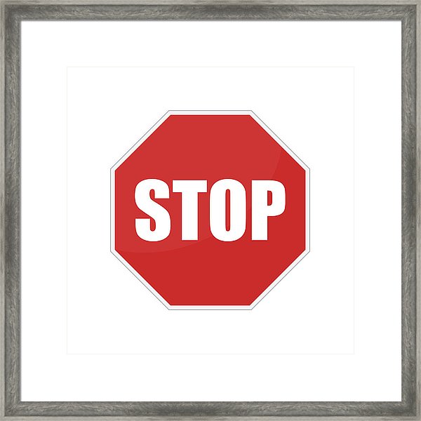 600x600 Red Stop Sign Vector Icon Framed Print
