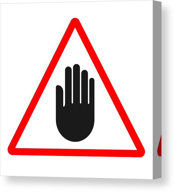 678x750 Stop Sign Black Hand Silhouette On Triangle Vector Icon Canvas