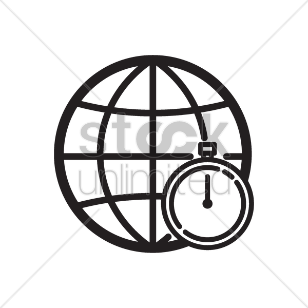 600x600 Globe With Stopwatch Concept Icon Vector Image