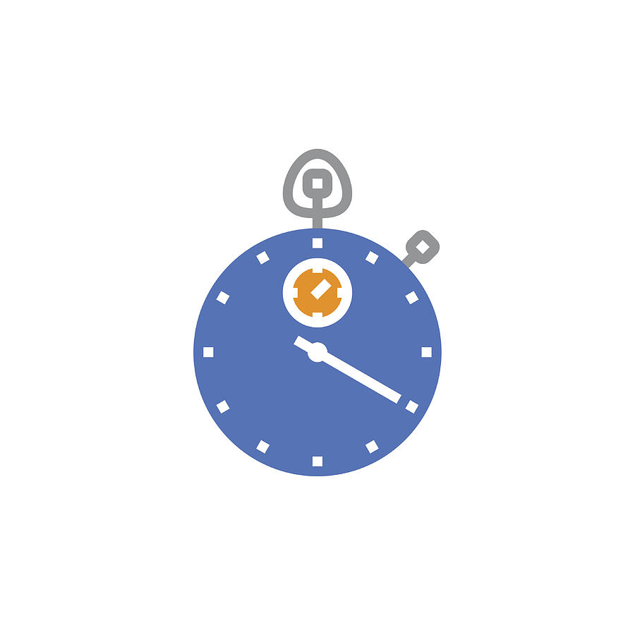 900x900 Stopwatch Icon Vector, Solid Flat Sign Drawing