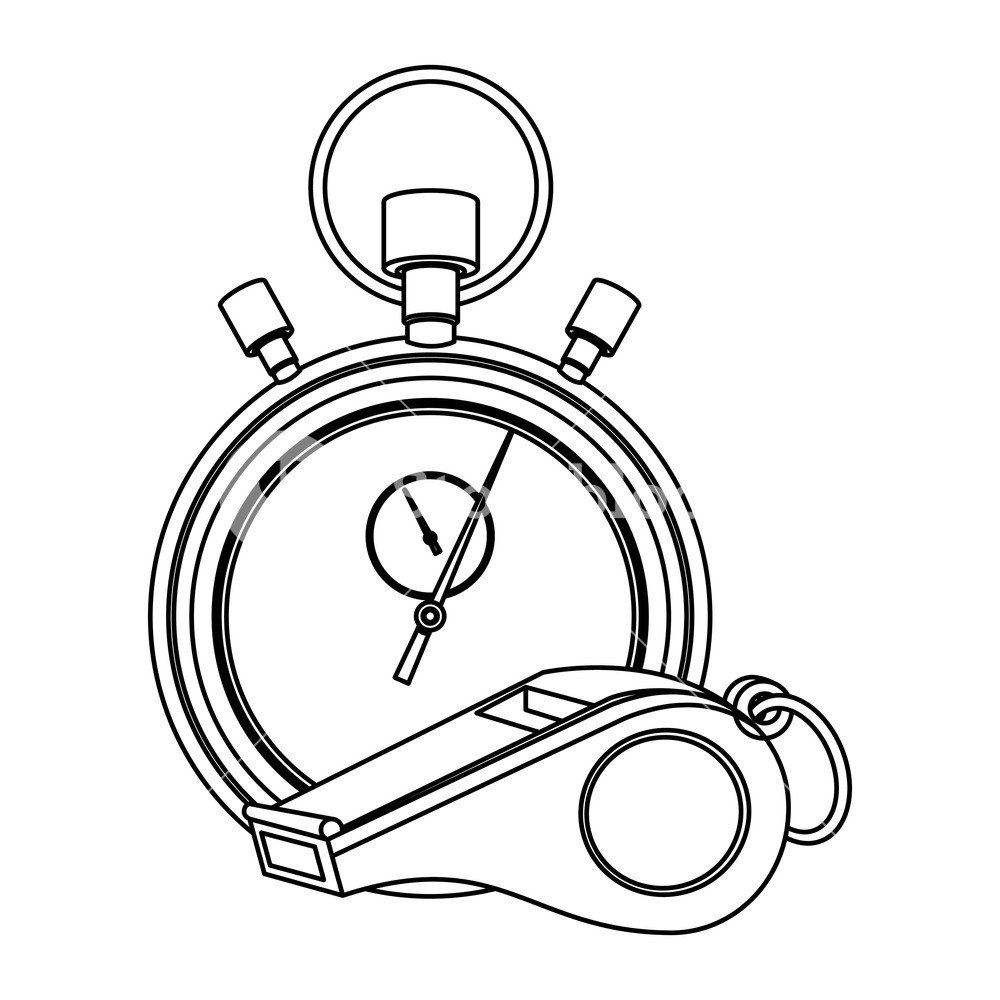 1000x1000 Referee Whistle And Stopwatch Vector Illustration Graphic Design