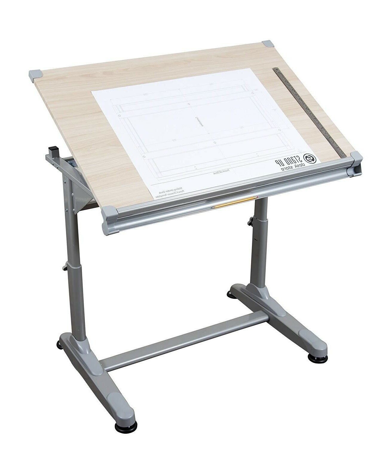 1268x1500 Stand Up Desk Silver Frame Store Height Adjustable Drawing