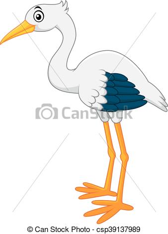 338x470 Vector Illustration Of Cute Stork Cartoon Vector