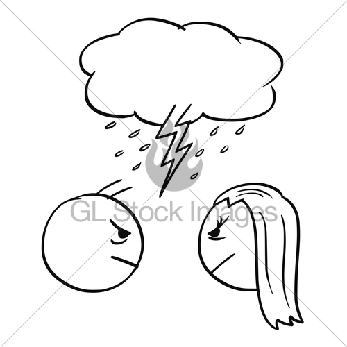 500x500 Vector Cartoon Of Man And Woman In Fight Anger With Storm Gl