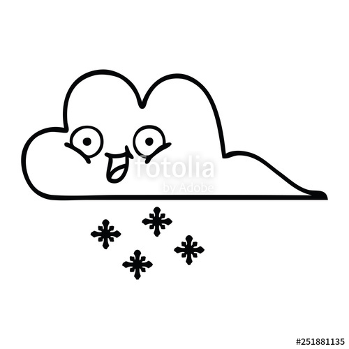 500x500 Line Drawing Cartoon Storm Snow Cloud Stock Image And Royalty