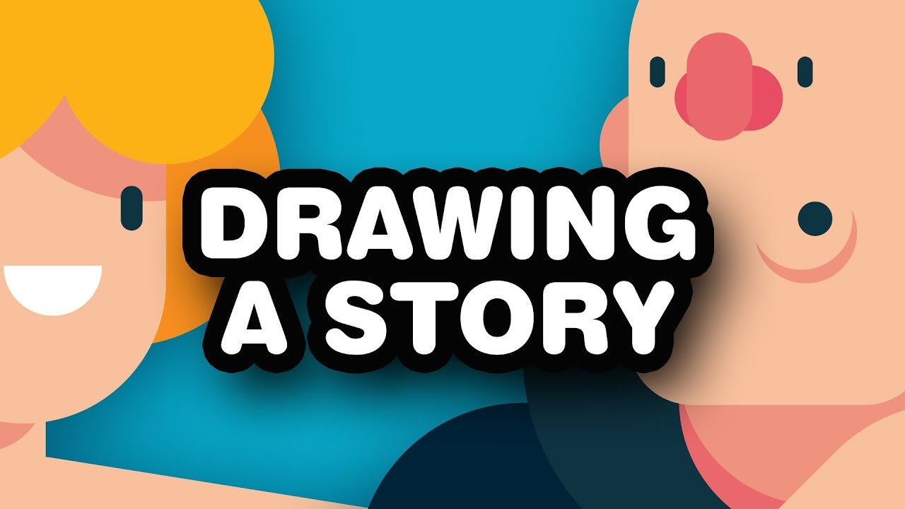 1280x720 Drawing A Story, Storytelling Flat Design Illustration