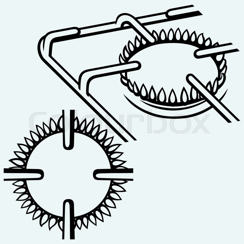 800x800 Shot Of Fire From Gas Kitchen Stove Stock Vector Colourbox