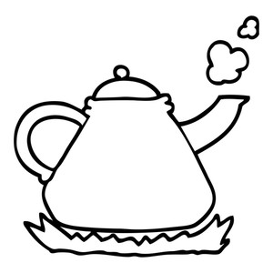 300x300 Black And White Cartoon Kettle On Stove Royalty Free Stock Image