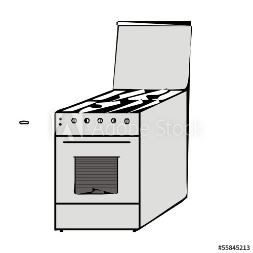 500x500 Vector Drawing Of A Gas Stove