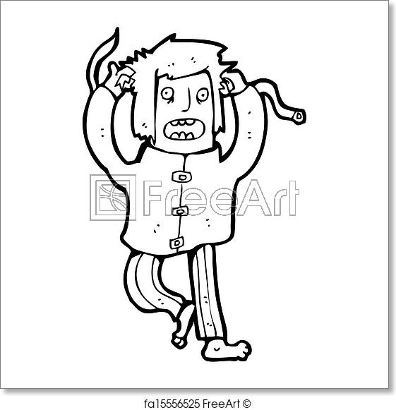 561x581 Free Art Print Of Cartoon Crazy Man In Straight Jacket Freeart