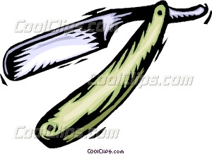 300x218 Old Fashioned Straight Razor Vector Clip Art