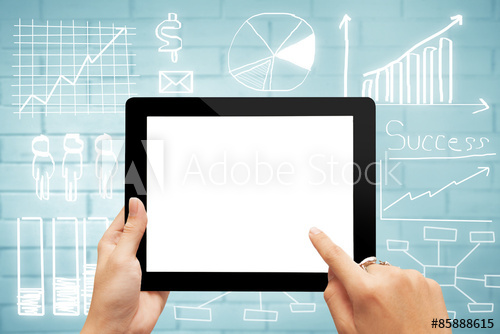 500x334 Close Up Digital Tablet With Blank Screen Against Drawing Business