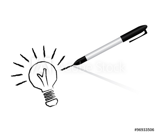 500x425 Idea Business Marketing Strategy Concept, Pen Drawing Bulb