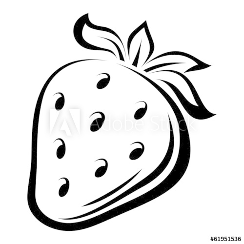 500x500 Contour Drawing Of Strawberry Vector Illustration