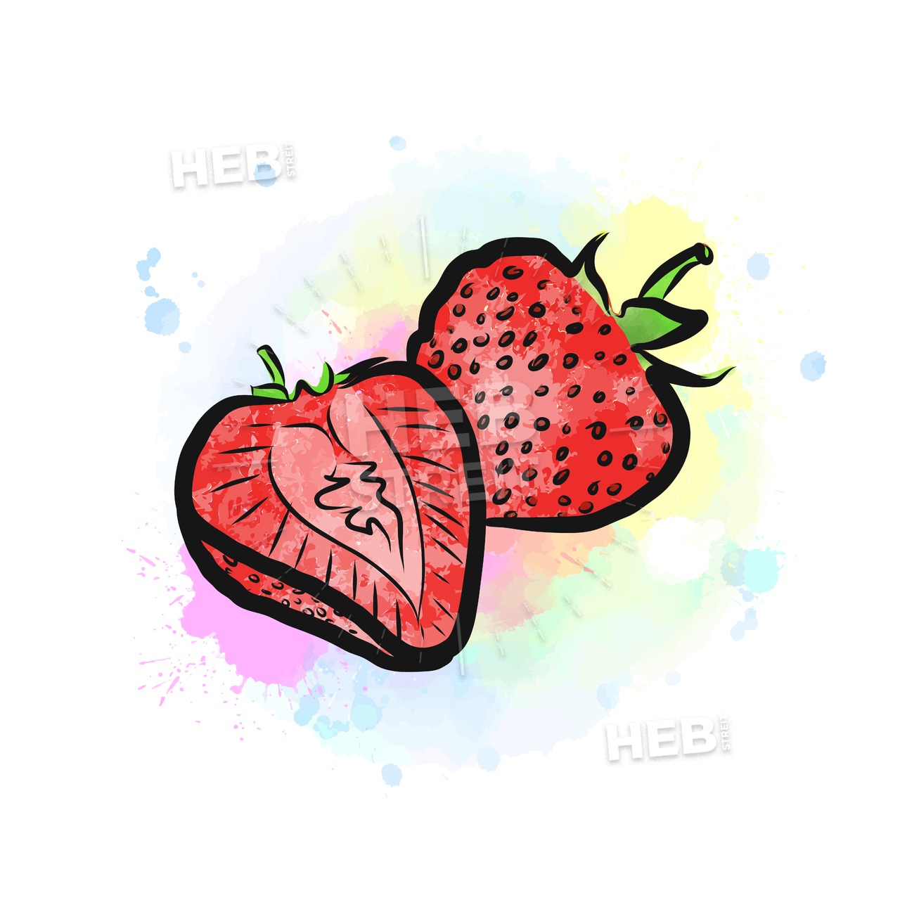 1280x1280 Colored Drawing Of Strawberries Hebstreits Sketches