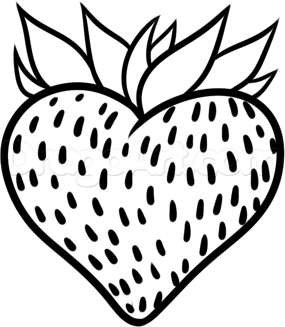 571x656 How To Draw A Strawberry Heart, Step