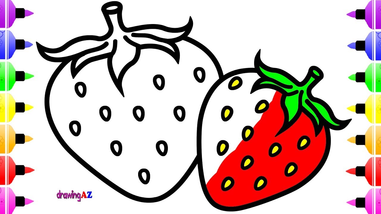 1280x720 How To Draw Strawberry For Baby Learn Color With Cute Coloring