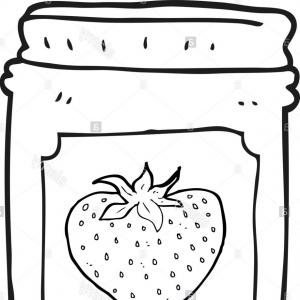 300x300 Stock Photo Freehand Drawn Black And White Cartoon Strawberry Jam